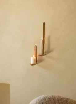 Portavelas de pared Clip 20 cm, Latón