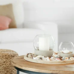 Portavelas Perlemor Home Hurricane Ø16 cm, Beige