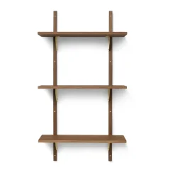 Repisa Sector triple narrow, Smoked Oak, brass