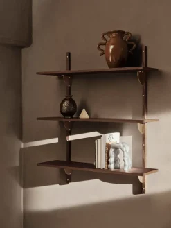 Repisa Sector triple wide, Smoked Oak, brass