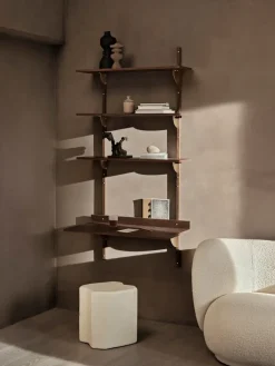 Repisa Sector triple wide, Smoked Oak, brass
