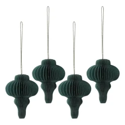 Set de 4 bolas de Navidad Spira, Verde musgo