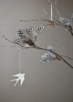 Set de 4 colgantes de pascuaEaster Deco pájaro, White