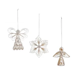 Set de 3 colgantes navideños Angel mezcla, Blanco