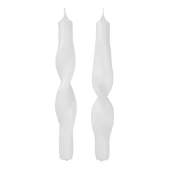 Set de 2 velas en espiral Twist twisted candles 23 cm, Pure white
