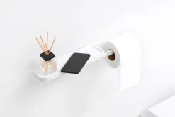 Soporte de papel higiénico con estante MindSet, Mineral Fresh White