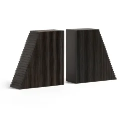 Sujetalibros Grooves, 2-packkkk, Mahogany dark brown