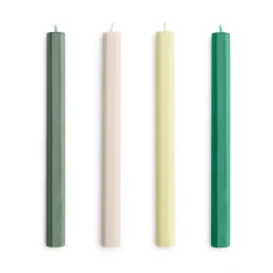 Vela Hexagon Candle mix 4-pack, Greens-whites