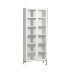 Vitrina Volt 190 cm lacado blanco, Detalles en acero inoxidable